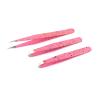 AAProTools 3 Premium Stainless Steel Eyebrow Tweezers with Pouch, Tweezers Set with Slant, Straight and Pointed Tips-Precision Calibrated-Best for Eyebrow, Ingrown Hair and Splinters (Pink & Black) A+ view 2