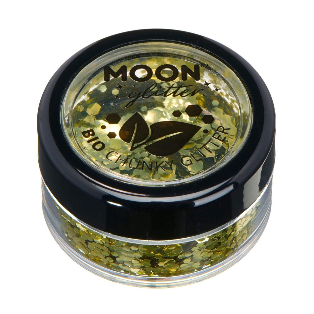 Biodegradable Eco Chunky Glitter by Moon Glitter - 100% Cosmetic Bio Glitter for Face, Body, Nails, Hair and Lips - 3g - Gold