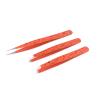 AAProTools 3 Premium Stainless Steel Eyebrow Tweezers with Pouch, Tweezers Set with Slant, Straight and Pointed Tips-Precision Calibrated-Best for Eyebrow, Ingrown Hair and Splinters (Orange & Black) view 2