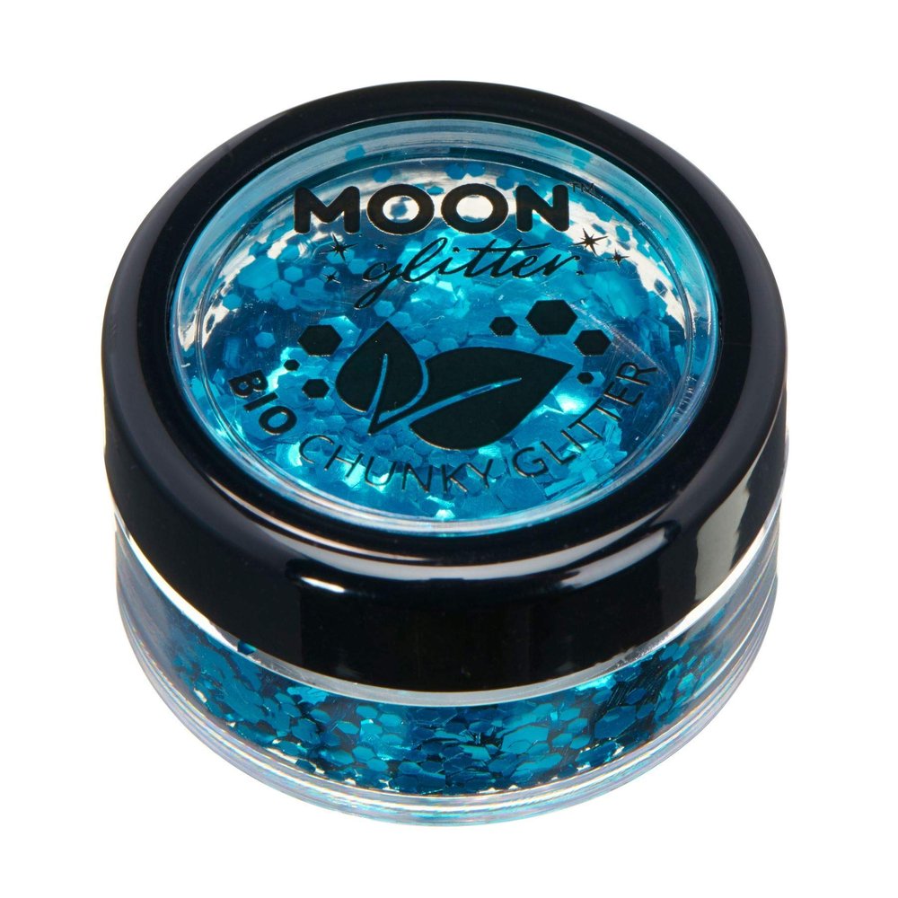 Biodegradable Eco Chunky Glitter by Moon Glitter - 100% Cosmetic Bio Glitter for Face, Body, Nails, Hair and Lips - 3g - Blue