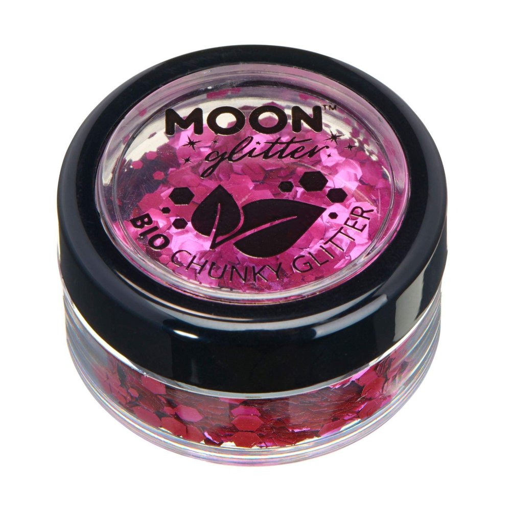 Biodegradable Eco Chunky Glitter by Moon Glitter - 100% Cosmetic Bio Glitter for Face, Body, Nails, Hair and Lips - 3g - Pink