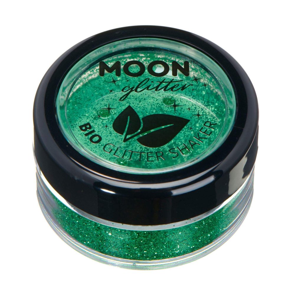Biodegradable Eco Glitter Shakers by Moon Glitter - 100% Cosmetic Bio Glitter for Face, Body, Nails, Hair and Lips - 5g - Green