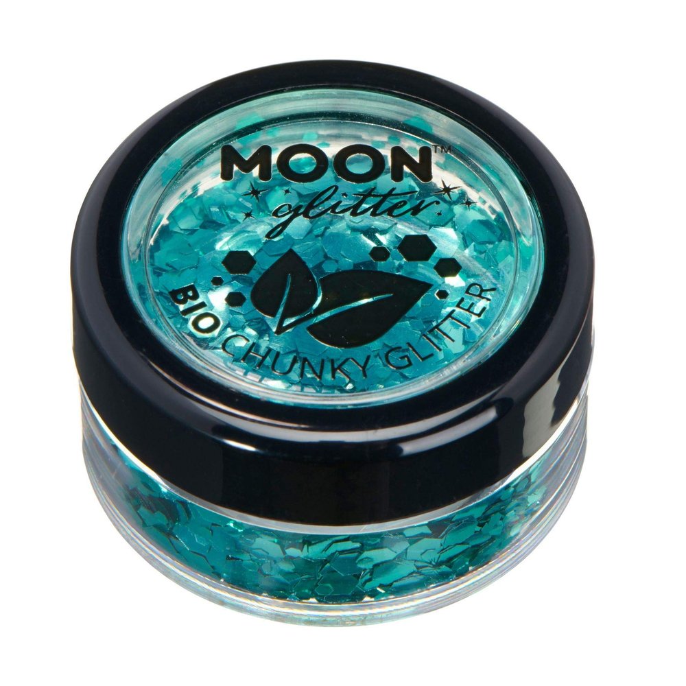 Biodegradable Eco Chunky Glitter by Moon Glitter - 100% Cosmetic Bio Glitter for Face, Body, Nails, Hair and Lips - 3g - Turquoise