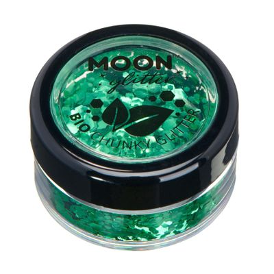 Biodegradable Eco Chunky Glitter by Moon Glitter - 100% Cosmetic Bio Glitter for Face, Body, Nails, Hair and Lips - 3g - Green