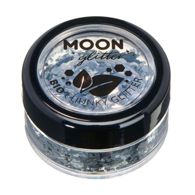 Biodegradable Eco Chunky Glitter by Moon Glitter - 100% Cosmetic Bio Glitter for Face, Body, Nails, Hair and Lips - 3g - Silver