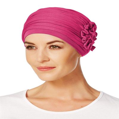 2PC Bundle: Lotus Fitted Turban by Christine Headwear and Belle of Hope 19 Page Q & A Guide (Cerise)