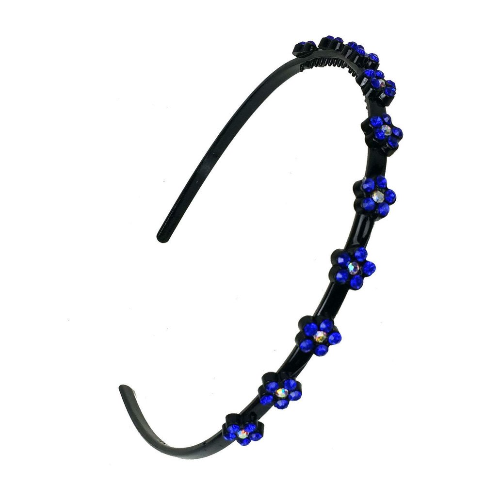 SALE Hairband Women Girls Accessory Daisy Flower Rhinestones Headband (Royal Blue)