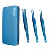 3 Pcs Russian Volume Japanese Stainless Steel Tweezers for Eyelash Extension (Blue Titanium Coated.) view 1