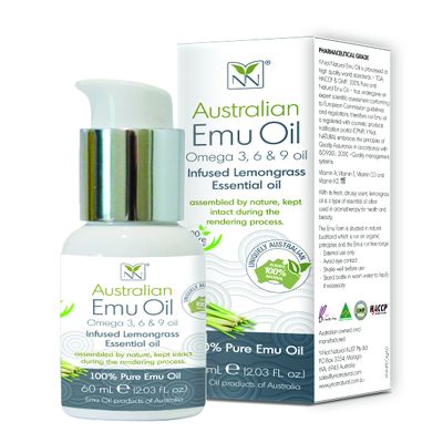 Y Not Natural Pure Emu Oil - Organic Moisture for Face, Body, Hair, Scalp & Nails - Rich in Omega 3-6-9, Vitamins & Essential Minerals - Australian Emu Oil (60ml) 2.03 fl oz - Lemongrass