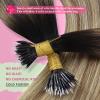 YoungSee Nano Hair Extensions Real Human Hair Balayage Darkest Brown with Blonde Invisible Nano Beads Hair Extensions for Women Nano Extension Remy Hair Ombre Cold Fusion 16inch 50g/50s view 3