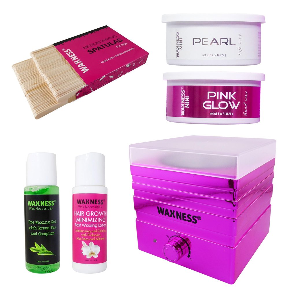 Waxness Face/Manicure Salons Stripless Waxing Kit with mini W-CUBE Warmer Fuchsia