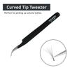 2PCS Eyelash Extension Tweezers Surgical Stainless Steel With Pouch (Black Matt Powder Coated) view 2