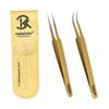2PCS Eyelash Extension Tweezers Surgical Stainless Steel With Pouch (Golden Powder Coated) view 1