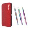 3Pcs Eyelash Extension Russian Volume Tweezers Set (Multi Titanium Coated.) view 1