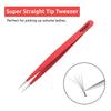 2PCS Eyelash Extension Tweezers Surgical Stainless Steel With Pouch (Red Powder Coated) view 3