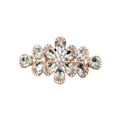 Faship Gorgeous Clear Rhinestone Crystal Floral Hair Barrette Clip