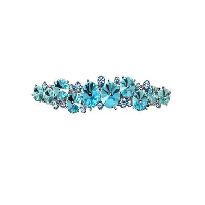 Faship Gorgeous Aqua Premium Rhinestone Crystal Floral Small Hair Barrette Clip