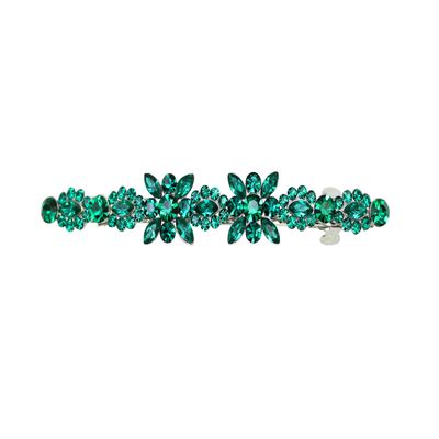 Faship Gorgeous Green Rhinestone Crystal Small Floral Hair Barrette Clip