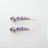 Faship A Pair Of Violet Light Purple Premium Rhinestone Crystal Floral Hair Clips Pins 2 Pcs view 2