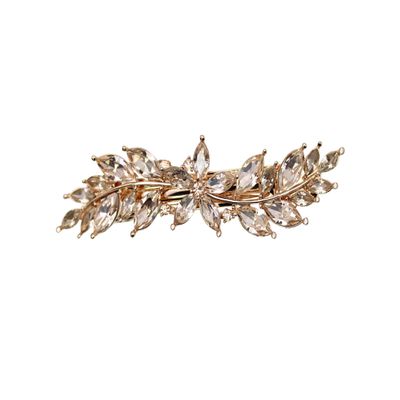 Faship Gorgeous Champagne Rhinestone Crystal Small Floral Hair Barrette Clip
