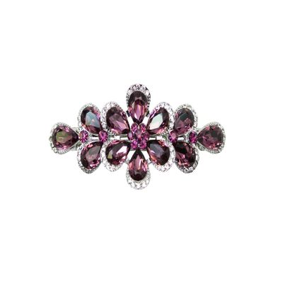 Faship Gorgeous Purple Rhinestone Crystal Floral Hair Barrette Clip