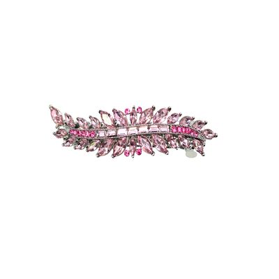 Faship Gorgeous Pink Marquise Rhinestone Crystal Floral Small Hair Barrette