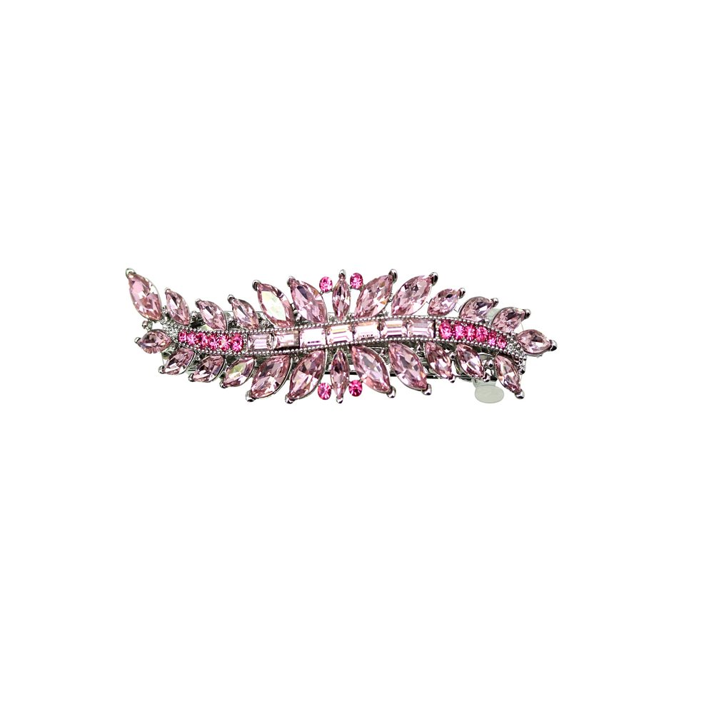 Faship Gorgeous Pink Marquise Rhinestone Crystal Floral Small Hair Barrette
