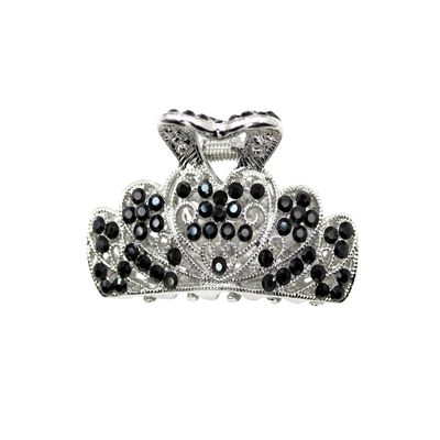 Faship Gorgeous Black Rhinestone Crystal Floral Hair Claw Clips