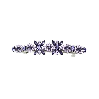 Faship Tanzanite Violet Purple Rhinestone Crystal Small Floral Hair Barrette Clip