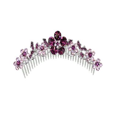 Faship Gorgeous Purple Rhinestone Crystal Floral Hair Comb