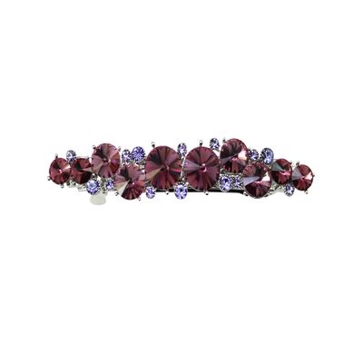 Faship Purple Premium Rhinestone Crystal Floral Small Hair Barrette Clip