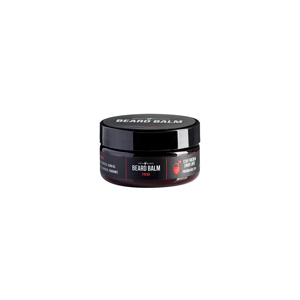 Fresh Beards Freak Beard Balm - Lemon, Orange, and Bergamot Fragrance - Scented Mens Beard and Mustache Balm - Soothing Anti-Itch Moisturizer & Softener for Healthy Beard Growth & Styling