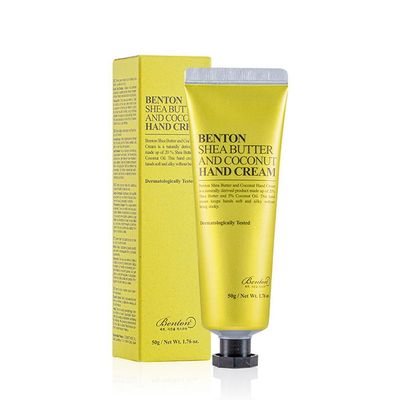 BENTON Shea Butter and Coconut Hand Cream 50g (New Version_1.76 oz.) - Excellent Moisturization Hand Cream, Protecting Hand and Cuticle, Skin Smooth without Stickiness