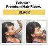 FEBRON Hair Fibers For Thinning Hair BLACK Giant 30G For Women & Men Hair Loss Concealer Hair Powder Volumizing Based 100% Undetectable & Natural - Bald Spots Filler view 4