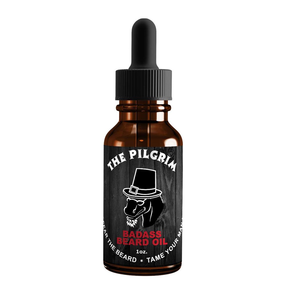 Badass Beard Care Beard Oil - The Pilgrim Scent, 1 oz - Natural Ingredients, Keeps Beard and Mustache Full, Soft and Healthy, Reduce Itchy, Flaky Skin, Promote Healthy Growth