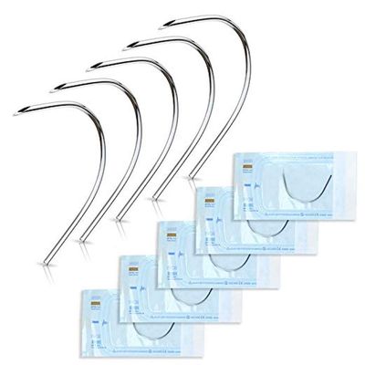 10 Pieces 316L Surgical Steel Pre-Sterile Disposable Curved Piercing Needles Pack (18GA (1mm))