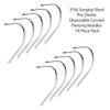 10 Pieces 316L Surgical Steel Pre-Sterile Disposable Curved Piercing Needles Pack (18GA (1mm)) view 2