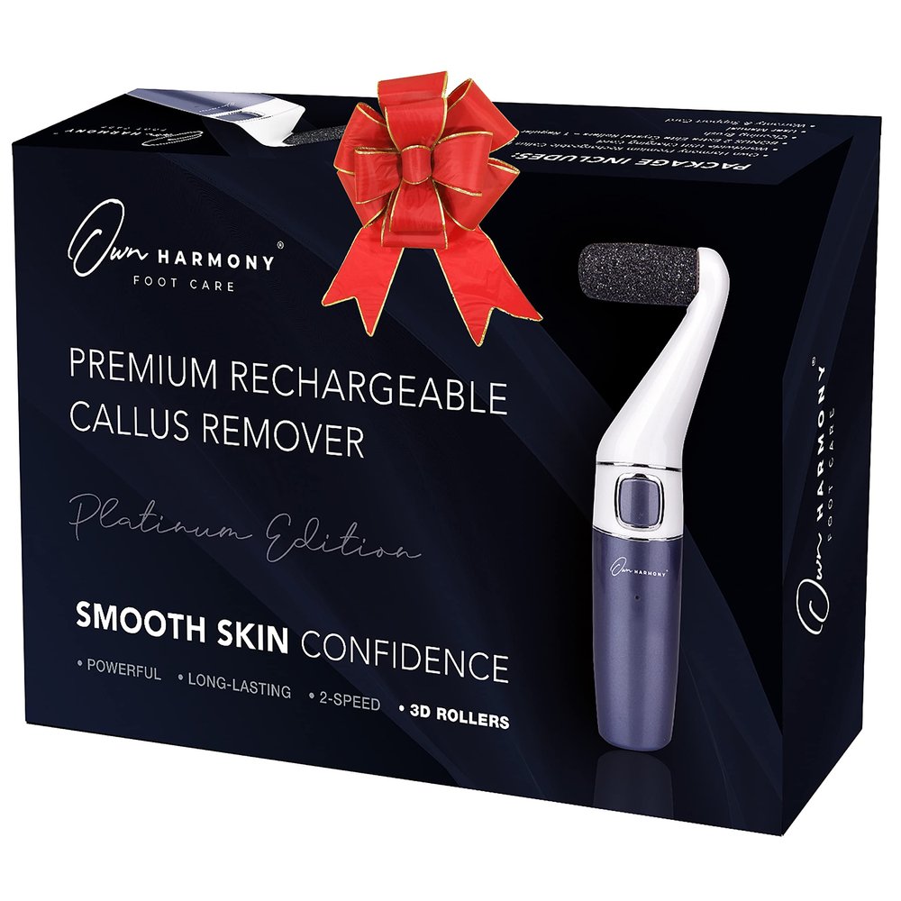 Electric Foot Callus Remover: Own Harmony Professional Feet Care Pedicure Tools, Rechargeable Feet Scrubber Dead Skin, Electronic Foot File Pedi Grinder, Best for Hard, Dry, Cracked Heels (3 Rollers)
