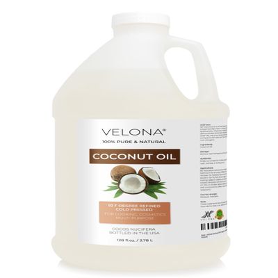 velona Coconut Oil 92 Degree 1 Gallon / 128 Fl Oz | 100% Pure and Natural Carrier Oil | in jar | Refined, Cold pressed | Skin, Face, Body, Hair Care | Use Today - Enjoy Results