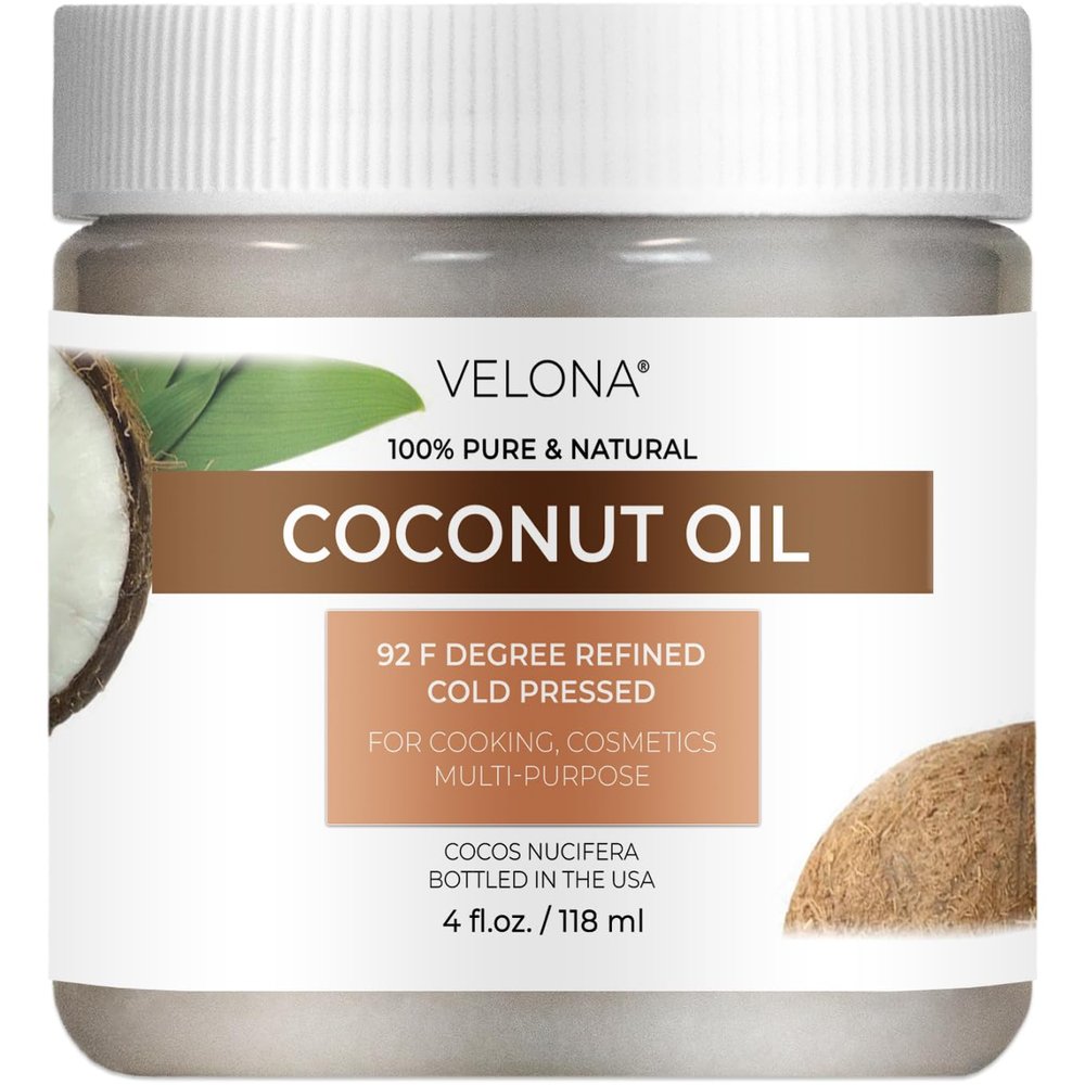 velona Coconut Oil 92 Degree 4 fl oz | 100% Pure and Natural Carrier Oil | in jar | Refined, Cold pressed | Skin, Face, Body, Hair Care | Use Today - Enjoy Results