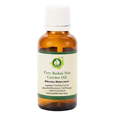 R V Essential Pure Kukui Nut Carrier Oil 5ml (0.169oz)- Aleurites Moluccanus (100% Pure and Natural Cold Pressed)