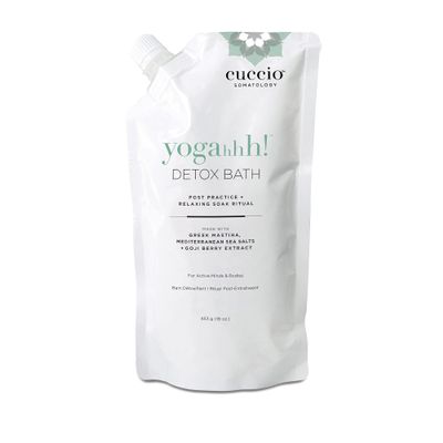 Cuccio Somatology Yogahhh! Detox Bath - Post Workout Relaxing Body Soak - Regenerate Tired & Sore Muscles - Anti-aging Vegan Formula - Epsom Salts, Goji Berries, Eucalyptus, Greek Mastiha - 16 oz