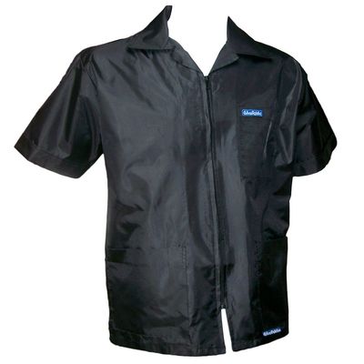 BARBERSHOP-BOYS Beautiful Barber Coat Jacket Zipper 3 Pocket Light Comfortable made of BLACK POPLIN FABRIC