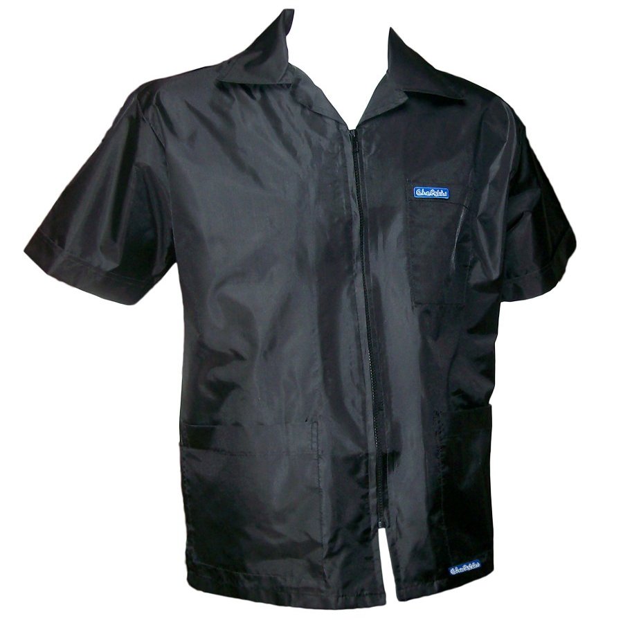 BARBERSHOP-BOYS Beautiful Barber Coat Jacket Zipper 3 Pocket Light Comfortable made of BLACK POPLIN FABRIC