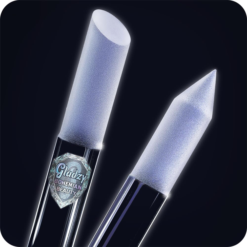 GLADZY Glass Cuticle Pusher Tool - Dual Ended Manicure Stick, Etched Crystal Glass Cuticle Remover, Callous and Dry Skin Fingertip File, Nail Shaper, Professional Nail Care, Ethically Made in EU