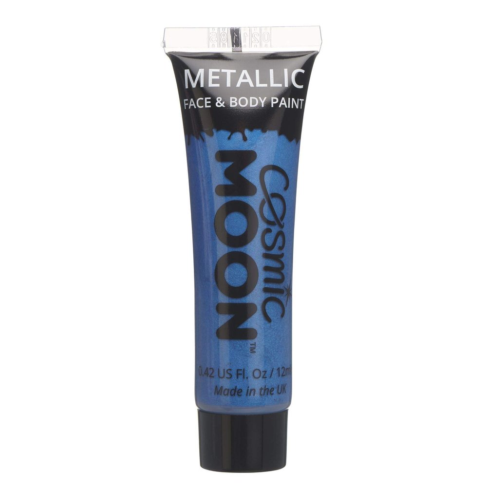 Cosmic Moon - Metallic Face Paint makeup for the Face & Body - 0.40fl oz - Create mesmerising metallic face paint designs! - Blue