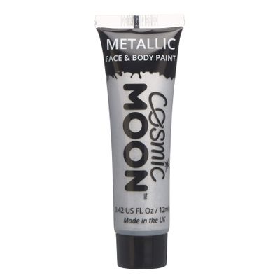 Cosmic Moon - Metallic Face Paint makeup for the Face & Body - 0.40fl oz - Create mesmerising metallic face paint designs! - Silver