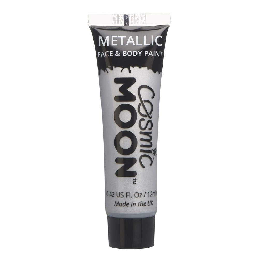 Cosmic Moon - Metallic Face Paint makeup for the Face & Body - 0.40fl oz - Create mesmerising metallic face paint designs! - Silver