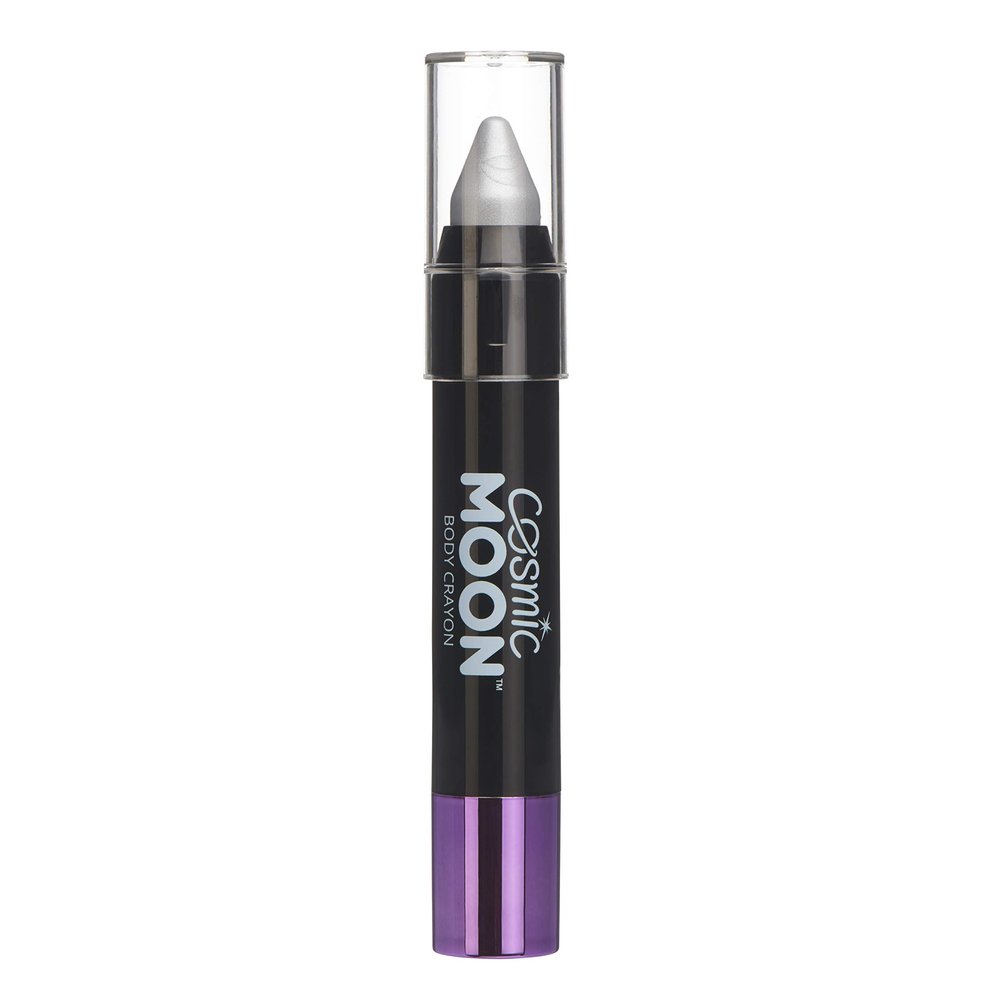 Cosmic Moon - Metallic Face Paint Stick/Body Crayon makeup for the Face & Body - 0.12oz - Easily create metallic designs like a pro! - Silver