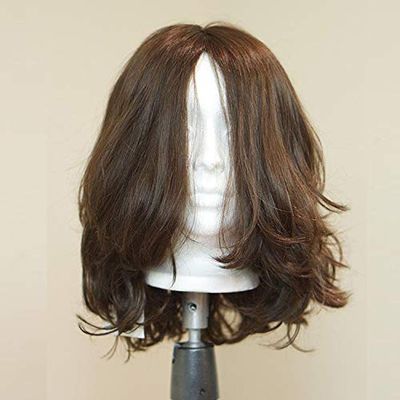 Short Wavy Kosher Wigs Raw Russian Human Hair Shevy Cap Jewish Wig with Silk Top Non Lace Wig (16inch)